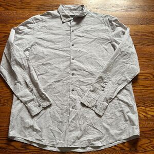 Ermenegildo Zegna Seersucker Dress Button Up Shirt Men XXL Gray White Geometric